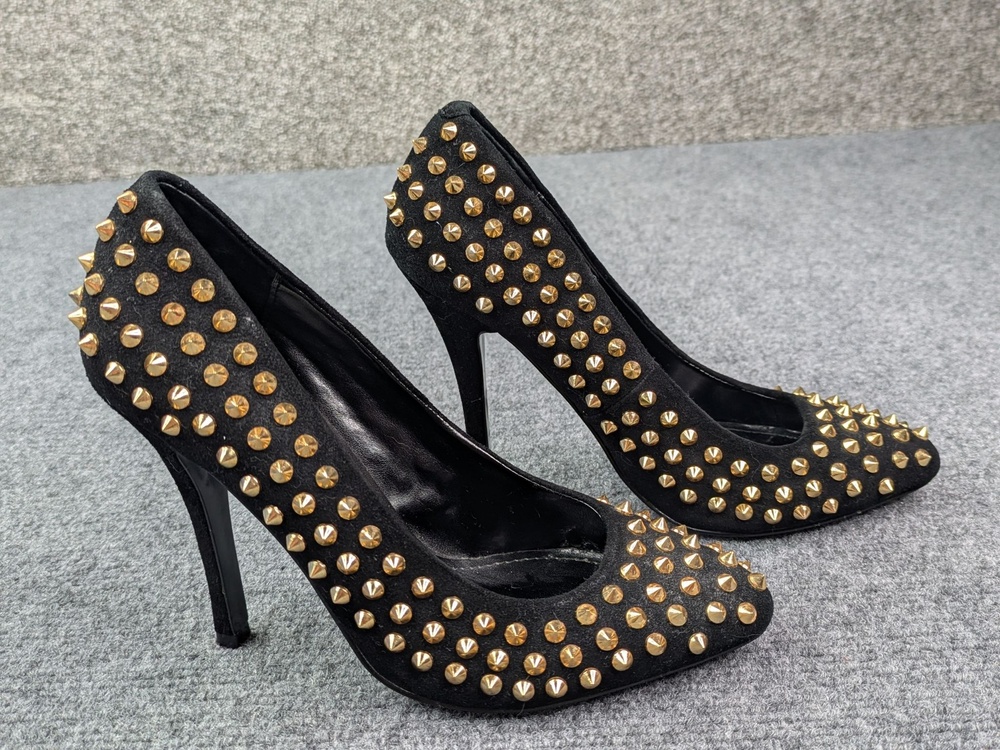 Steve Madden Shoes Womens 6.5M Black Studded Spikes Stiletto Pump INTRUD-S